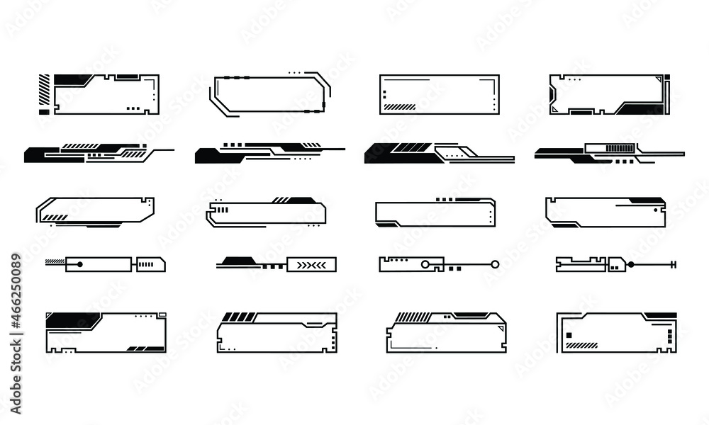 Poster bars and frames vector illustration for panel design. hud gaming element in a simple style. a copy s