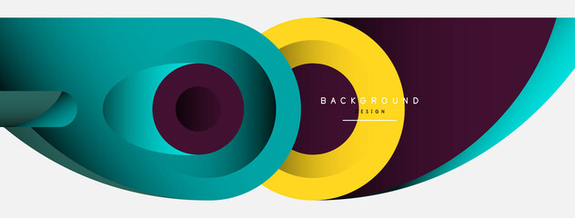 Abstract background. Minimal geometric circles and round style shapes with deep shadow effects. Trendy technology business template for wallpaper banner or background