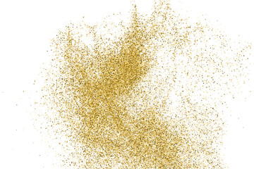 Gold Glitter Texture Isolated On White. Goldish Color Sequins. Celebratory Background. Golden Explosion Of Confetti. Vector Illustration, Eps 10.