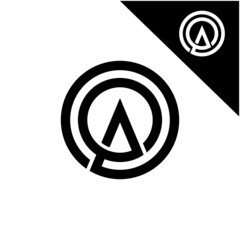 mountain logo icon.letter A circle