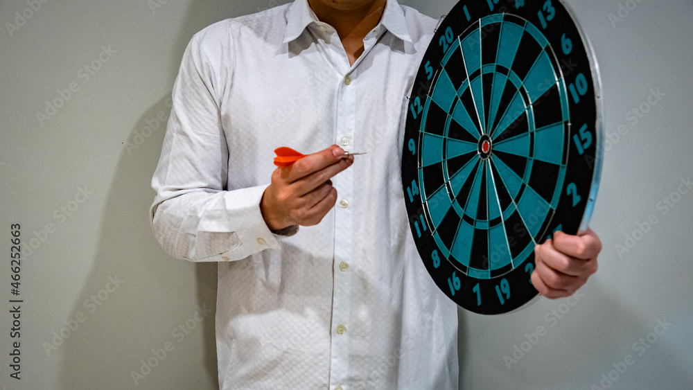 Poster bullseye is a target of business. dart is an opportunity and dartboard is the target and goal. so bo