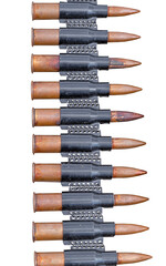 machine gun ammo on white