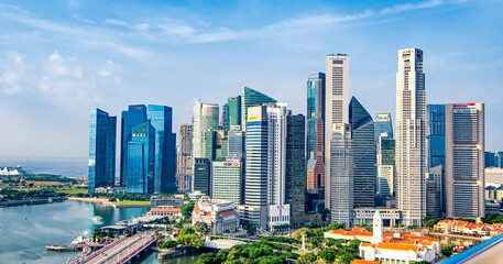 Skyscrapers of Singapore Cityscape around Marina Bay, SIngapore 