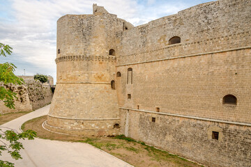View at the Walls of Aragonese Castle of Otranto in Italy
