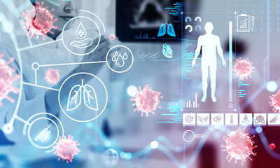 Female doctor wearing white suit is working on research