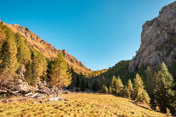 The Carnic Alps in a colorful autumn day