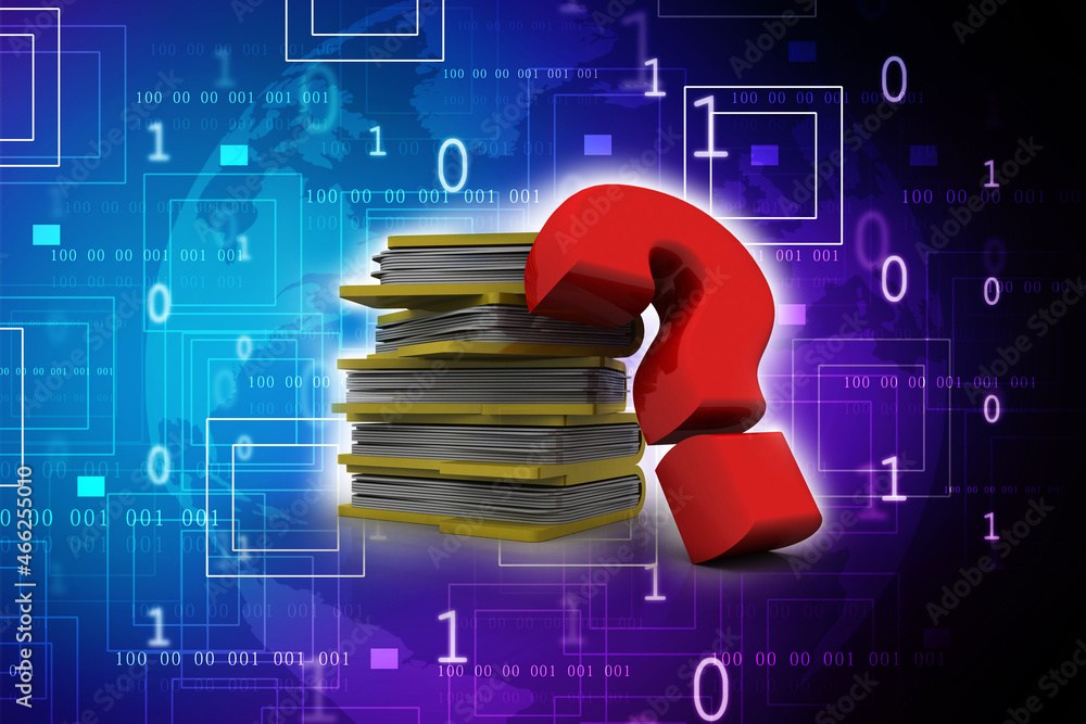 Poster 3d rendering file folder with question symbol