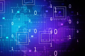 2d illustration abstract digital binary data on computer screen
