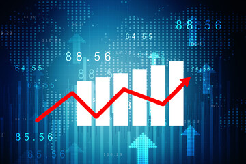 2d rendering Stock market online business concept. business Graph 
