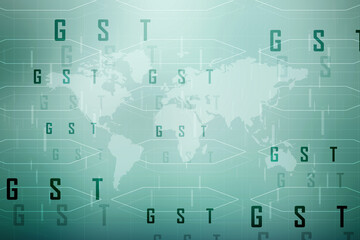 2d rendering GST Tax India with business graph

