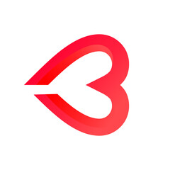 Letter B love with full color ,vector logo design