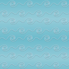 Seamless background with waves of white and blue