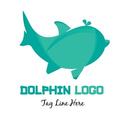 Abstract dolphin art logo vector illustration with dummy text on white background.