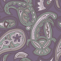 Ethnic abstract ornament on purple grey background seamless pattern for all prints.