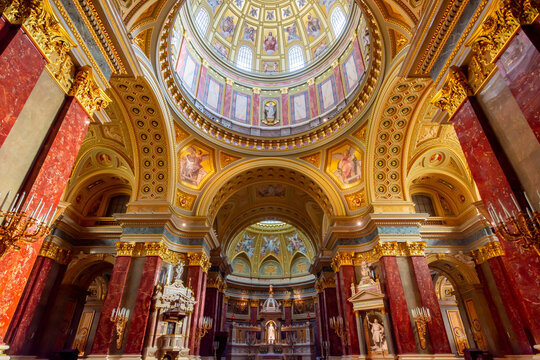 St. Stephen's basilica interiors in Budapest, Hungary 