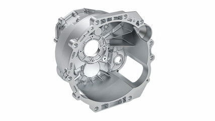 3d illustration of gearbox housing.  Die casting gearbox housing. Automotive industry. - obrazy, fototapety, plakaty