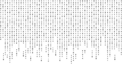 Technology vector binary code. Random falling digits on screen. Hacked software. Matrix sciense background. Big data analytics.