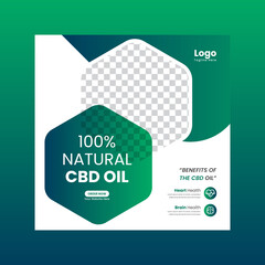 CBD oil social media post or hemp products web banner template design
