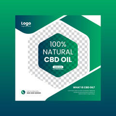 CBD oil social media post or hemp products web banner template design
