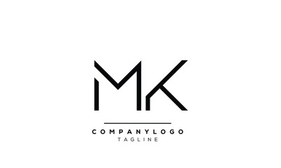 Abstract Letter Initial MK KM Vector Logo Design Template