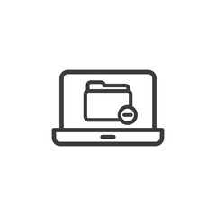 Laptop icon with folder icon on white background