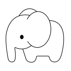 Elephant animal Vector. Black and white. White background. Line drawing.