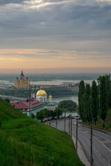 Fototapeta na wymiar panorama of Nizhny Novgorod at sunset