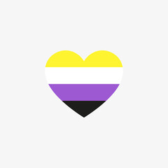 Heart non-binary flag with white background