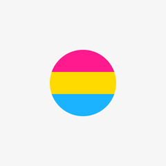 Circle with pansexual flag on white background