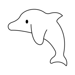 Dolphin animal mammal Vector art. Black and white. White background. Line drawing