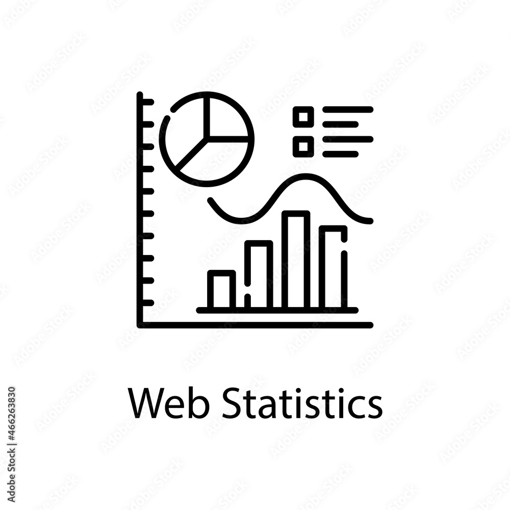 Poster web statistics vector outline icon design illustration. web analytics symbol on white background eps