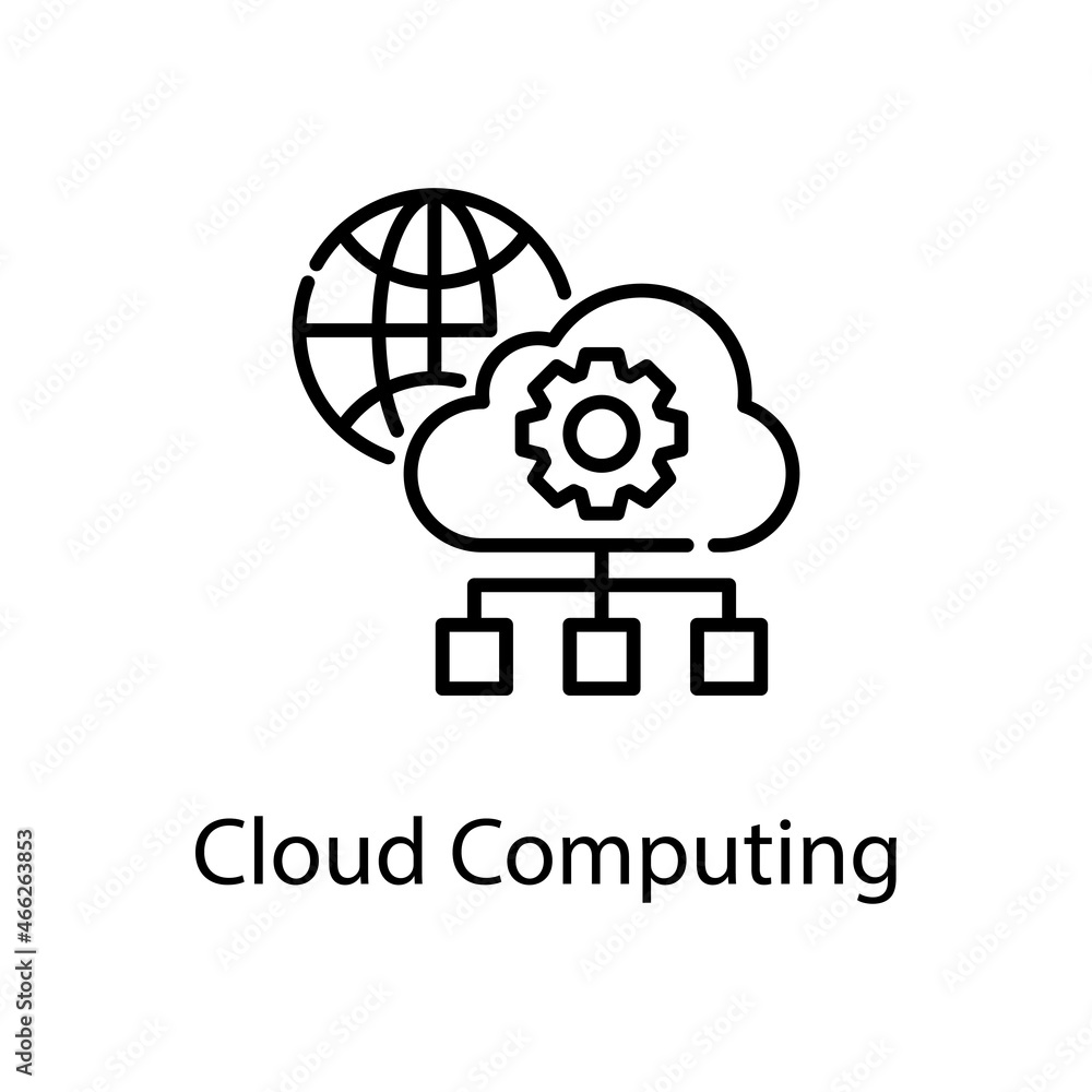 Poster cloud computing vector outline icon design illustration. web analytics symbol on white background ep