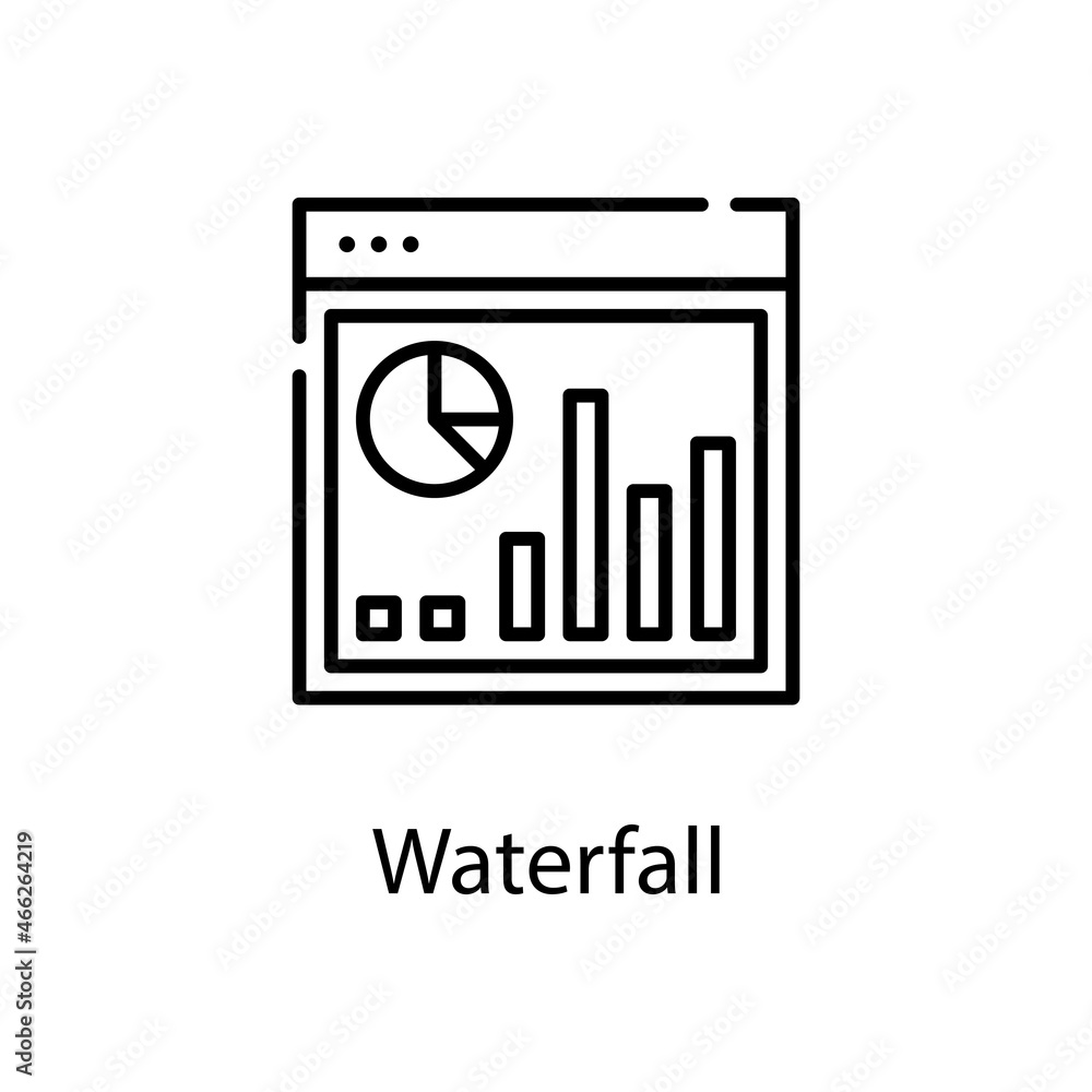 Poster waterfall chart vector outline icon design illustration. web analytics symbol on white background ep