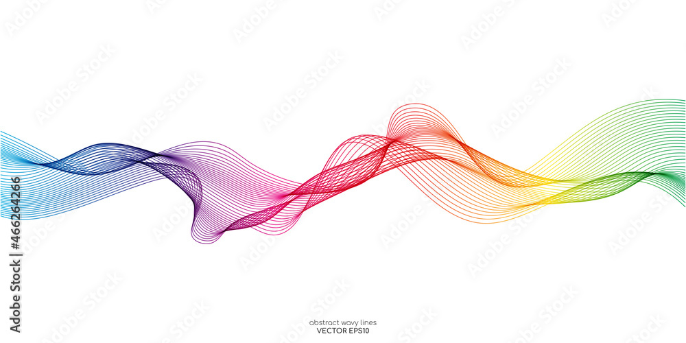 Poster Vector wave lines flowing dynamic in colorful isolated on white background for concept of AI technology, digital, communication, science, music