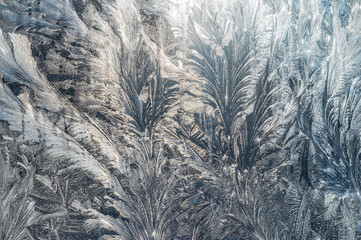 Frozen window glass with a beautiful pattern
