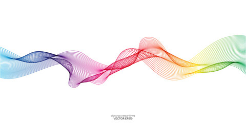Vector wave lines flowing dynamic in colorful isolated on white background for concept of AI technology, digital, communication, science, music - obrazy, fototapety, plakaty