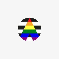 Circle with straight ally flag on white background