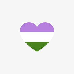 Genderqueer flag with white background. Heart-shaped flag icon.