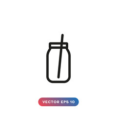 Mason jar icon vector on white background