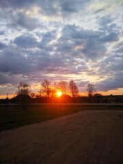 Obraz premium sunset in the village