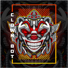 Clown head robot esport mascot logo design