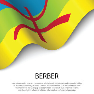 Waving flag of Berber on white background. Banner or ribbon tem