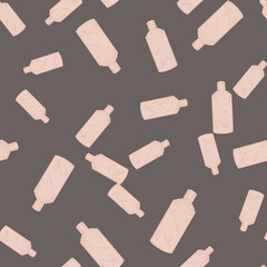 Seamless pattern retro chinese bottle on gray background. Random texture template for menu restaurant.