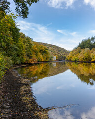 Autumn reflections on the River Lerryn at Lerryn Cornwall