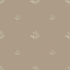 Seamless pattern wormwood on light brown background. Beautiful plant ornament. Geometrical texture template for fabric.