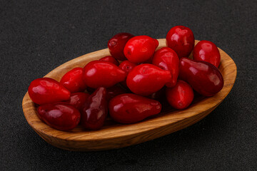 Sweet and ripe cornel berries