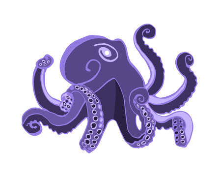 Cartoon octopus isolated on white background. Vector illustration.