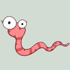 cartoon worm with big eyes