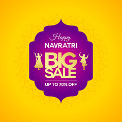 Navratri Festival Big Sale Ofer logo unit with dancing couple.