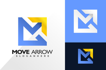 Letter m move arrow logo and icon design vector concept for template - obrazy, fototapety, plakaty